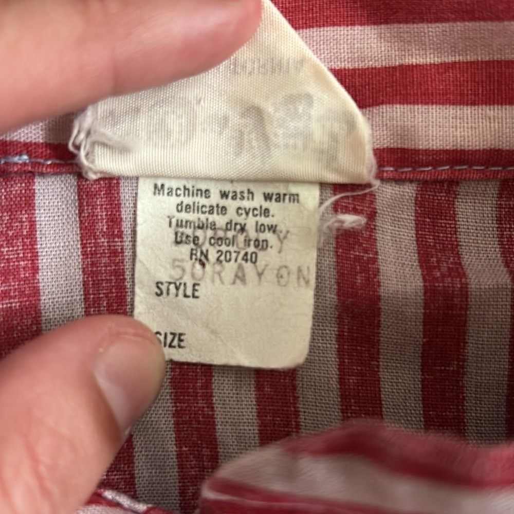 Vintage RoVel of California Red and White Striped Button-Up Blouse - Picture 3 of 8